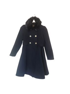 Rothschild Girls' Princess PeaCoat Faux Fur Collar Navy Blue Sz: M 10-12 Regal
